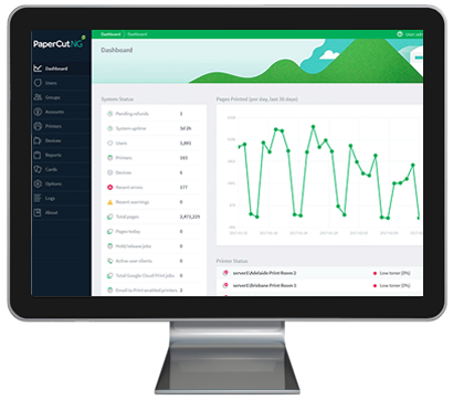 Papercut, Dashboard, Ditto Copy Systems