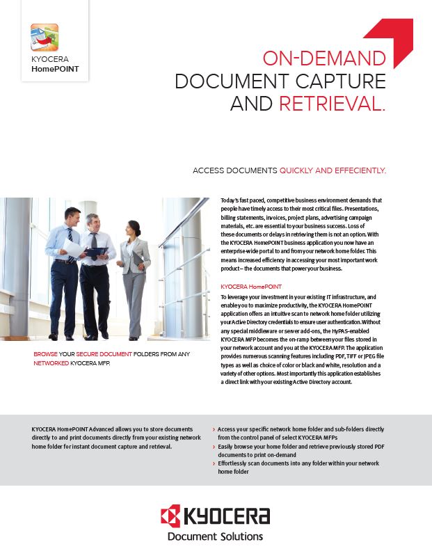 Kyocera, Software, Capture And Distribution, Homepoint Advanced, Ditto Copy Systems