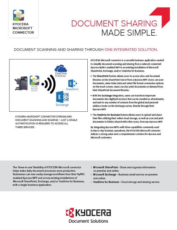 Kyocera, Software, Document Management, Kyocera, Microsoft Connector, Ditto Copy Systems