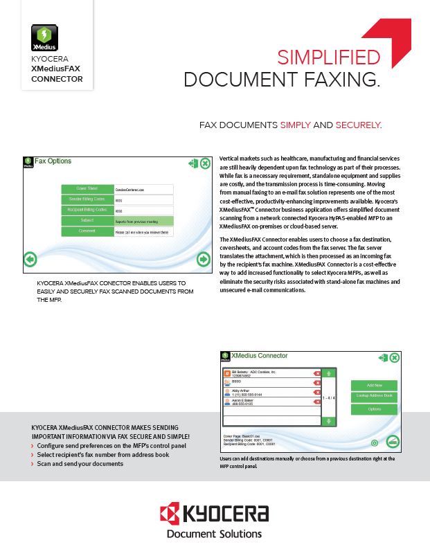 Kyocera, Software, Document Management, Xmediusfax Connector, Ditto Copy Systems