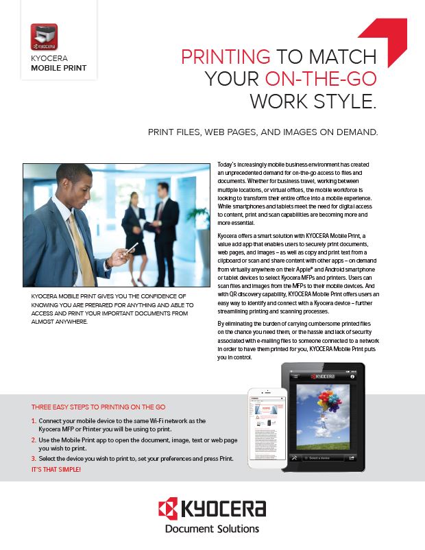 Kyocera, Software, Mobile, Cloud, Kyocera, Mobile Print, Ditto Copy Systems