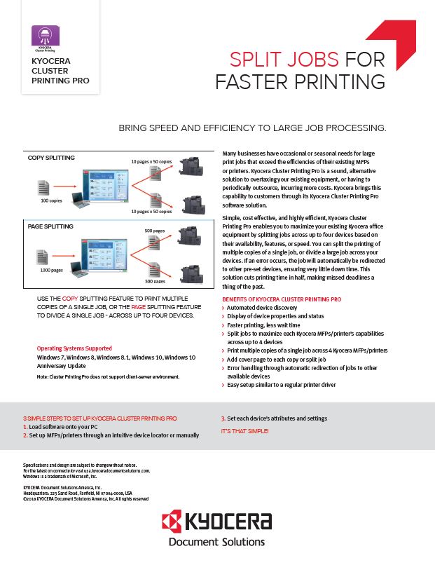 Kyocera, Software, Output Management, Kyocera Cluster Printing, Ditto Copy Systems