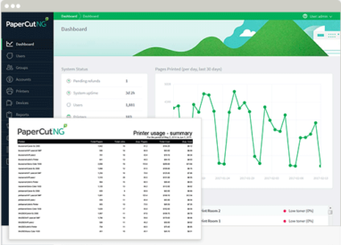 Papercut, Admin Interface Reports, Ditto Copy Systems