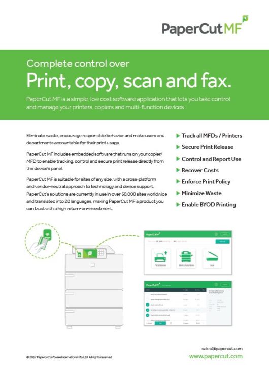 Papercut, Mf, Fact Sheet, Ditto Copy Systems